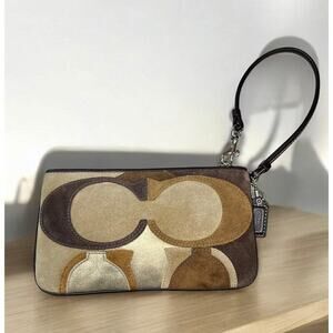 Y2K Coach Limited Edition Op Art Suede & Leather Wristlet
